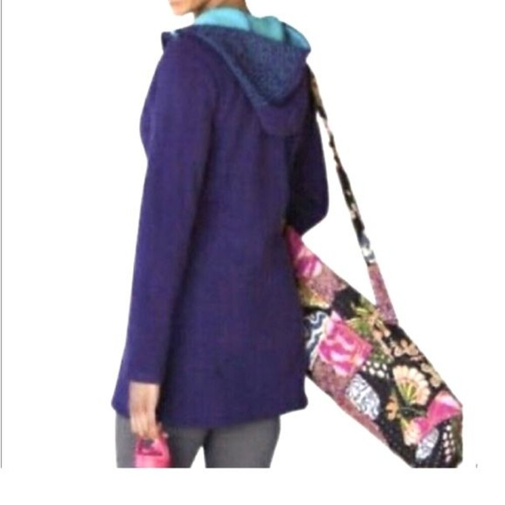 Athleta Hood XS Swara Floral Long embroidered Zip front Jacket Pockets workout - Picture 3 of 8
